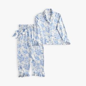 NWT LoveShackFancy Blue Damask Ruffle Pajamas